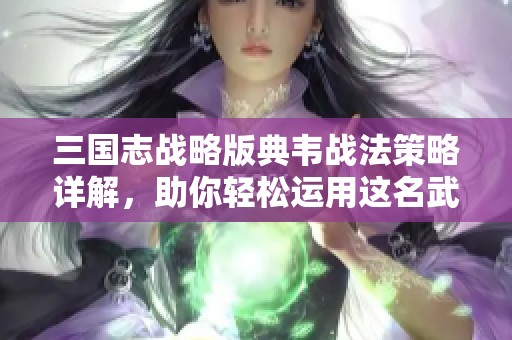 三国志战略版典韦战法策略详解，助你轻松运用这名武将