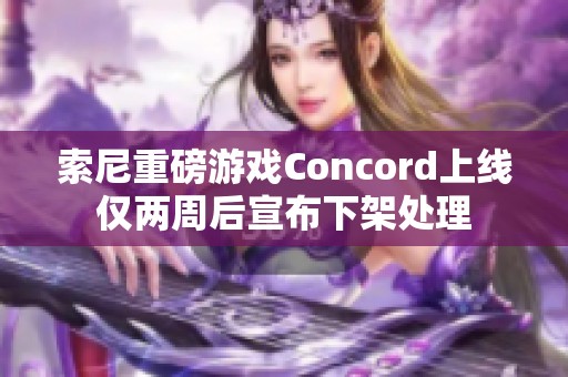 索尼重磅游戏Concord上线仅两周后宣布下架处理