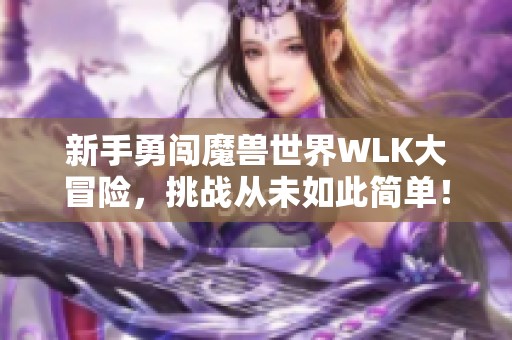 新手勇闯魔兽世界WLK大冒险，挑战从未如此简单！